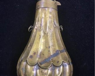 Jl004 Fluted Gun Powder Flask Antique