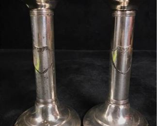 Am089 Silver Candle Holders Vintage