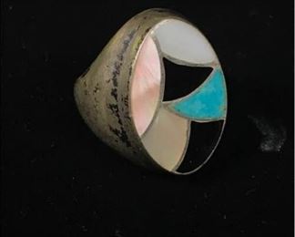 Am081 RingSilver Onyx Turquoise