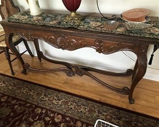 Antique Table - Folds open - Wood repair needed on cross bracing / bottom - $ 168.00