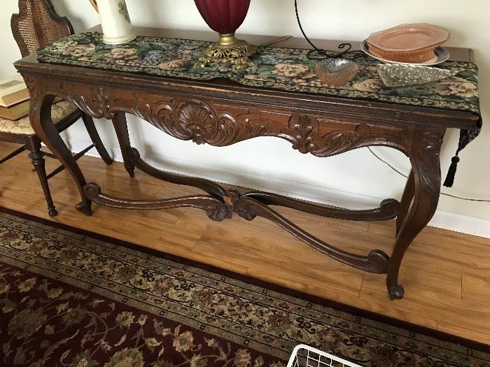 Antique Table - Folds open - Wood repair needed on cross bracing / bottom - $ 168.00