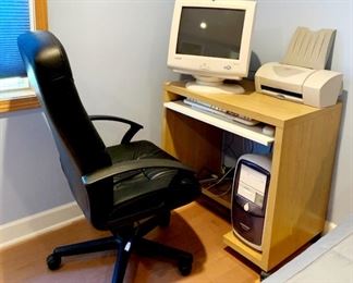 Small Desk, Computer Chair & Desktop Computer 