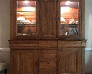 Large Custom built lighted China cabinet (available for presale - you must have movers). 

Measures 72” across by 21 1/2” deep by 88 3/4” tall. 