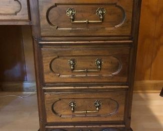 Baker desk. Measures approximately 25” deep by 56” across and 31 1/2” tall. 