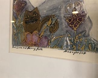 Linda Gourley signed monoprint.