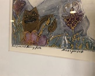 Linda Gourley signed monoprint. 