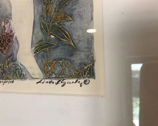 Linda Gourley signed monoprint. 