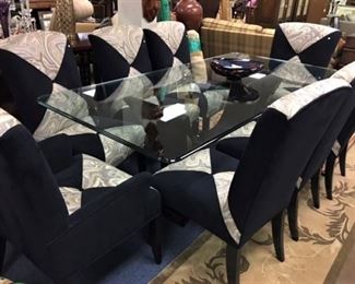 Art Deco inspired Glass Dining Table and Chairs