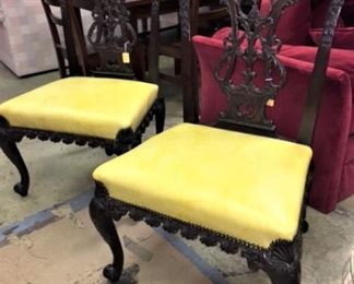 Pair Vintage Chippendale style Chairs