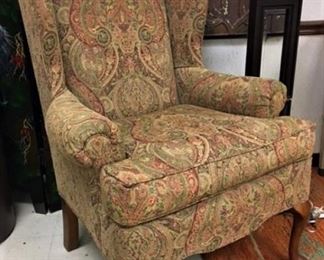 A Classic Century Furn. Paisley Wing Chair