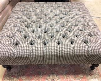 Tufted Houndstooth Ottoman