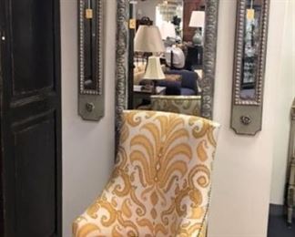 Mirrors and custom Kilim and Leather chair