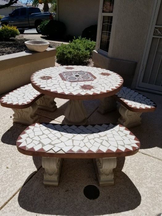 Concrete Bench with Table