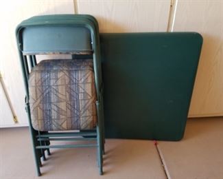 Green Card Table with Four Chairs