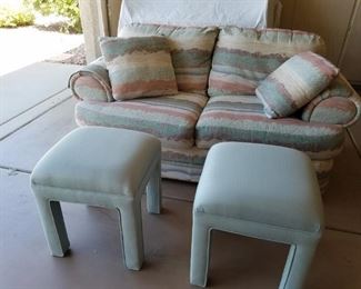 Loveseat and Two Stools