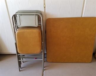 Vintage Folding Card Table with Folding Chairs