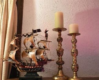 SHIP, CANDLE HOLDERS