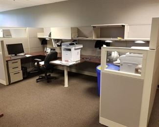 Cubicle Setup With 2 Desks, and Computer Chair