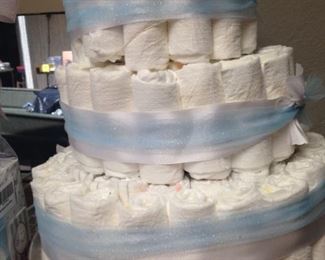 Diaper tiered "cake" - perfect for a baby shower