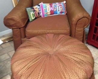 Very comfortable chair and round ottoman