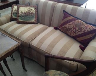 Tan striped sofa