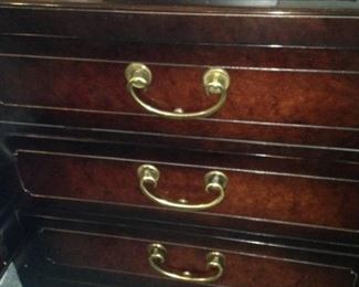 One of two White Furniture Company 3-drawer nightstands (One is "as is")