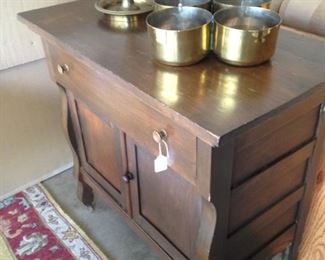 Antique wash stand; brass selections