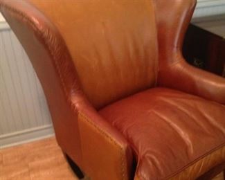 Very fine leather wingback chair