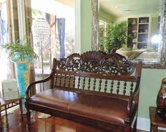 CARVED INDONESIAN STYLE BENCH