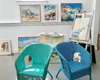 Joan Kennedy art studio; Dozens of original Martha's Vineyard landscape and  boating/ocean paintings
