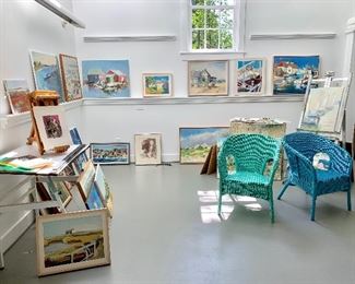 Joan Kennedy art studio; Dozens of original Martha's Vineyard landscape and  boating/ocean paintings