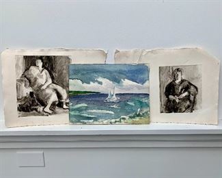 Figural studies by Joan Kennedy (and watercolor)