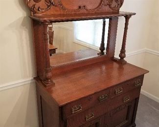 Antique Buffet with Mirror