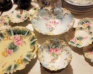Antique RS Prussia Bowls Pink Rose