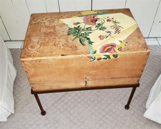 Painted wooden box on stand