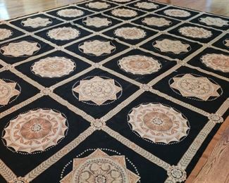 Room size needlepoint rug, approximately 11 feet 9 inches by 14 feet 5 inches