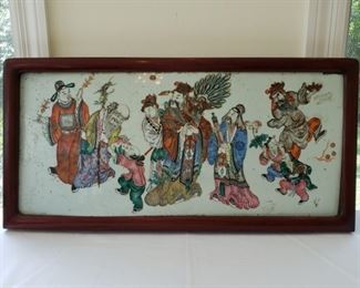 Chinese porcelain framed plaque