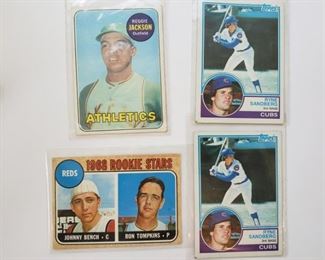 Johnny Bench 1968 Rookie card and Nolan Ryan Mets card, two Ryne Sandberg cards