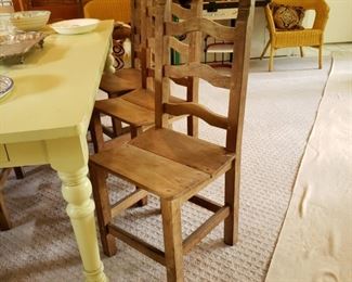 Set of eight wooden side chairs