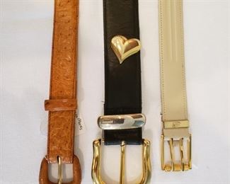 Lana Marks Ostrich belt, Avignon heart belt, Gucci belt
