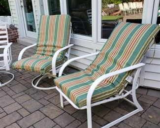 Pair of patio chairs with cushions