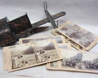 AS IS STEREOSCOPE VIEWER AND CARDS