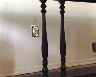 glass top antique library table