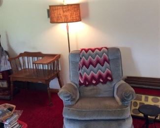 VINTAGE PHONE STAND-SIDE CHAIR-FLOOR LAMP