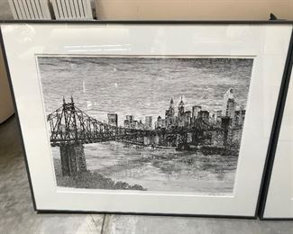 One of three Sandra Finkenberg signed prints featuring New York cityscapes.