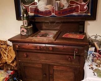 Oak server, Samuel Adams beer sign