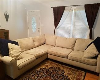 Large sectional, scotch guarded, easy to clean and VERY comfortable!