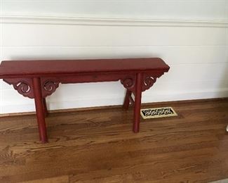 Red Asian bench. 
