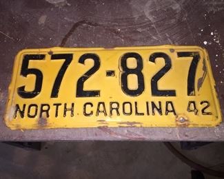 1942 NC License Plate