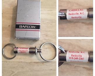 Vintage Barlow Advertising Keyring - Cardinal Chevrolet Buick Cadillac(Reidsville, N.C.)